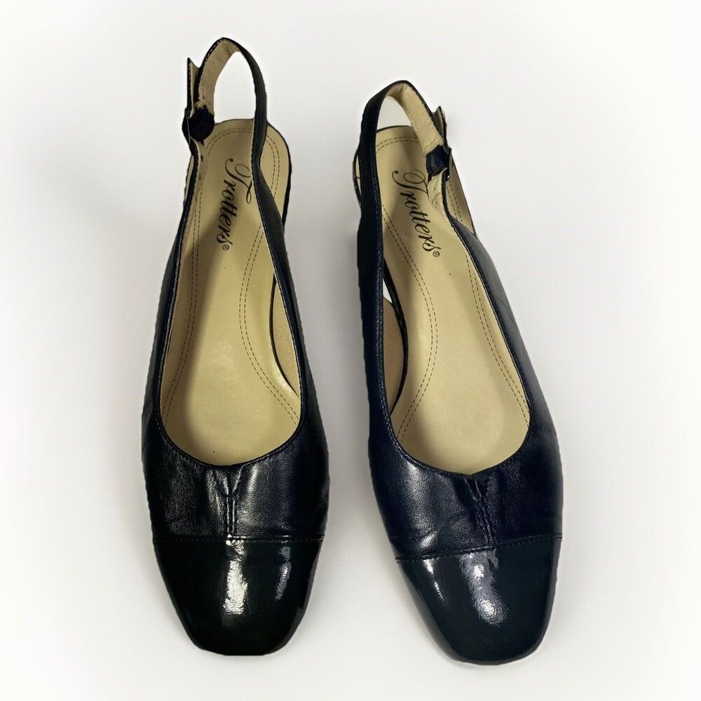 Trotters Dea Slingback Black Leather Pumps Shoes T7001-460 Women’s Size 7N